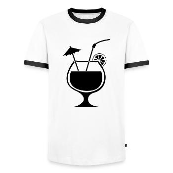 cocktail - Men's Ringer Shirt - white/black - Front - AI Model Female 172 light (172cm) & AI Model Male 178 dark (178cm)