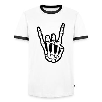 Skeleton rock hand - Men's Ringer Shirt - white/black - Front - AI Model Female 172 light (172cm) & AI Model Male 178 dark (178cm)