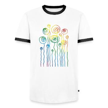 Flowers - Men's Ringer Shirt - white/black - Front - AI Model Female 172 light (172cm) & AI Model Male 178 dark (178cm)