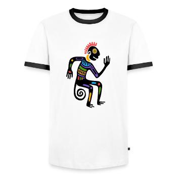 Culture des Aztèques et des Mayas - T-shirt contrasté Homme - blanc/noir - Devant - AI Model Female 172 light (172cm) & AI Model Male 178 dark (178cm)