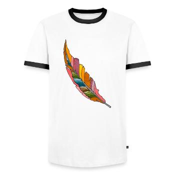 Feather - Men's Ringer Shirt - white/black - Front - AI Model Female 172 light (172cm) & AI Model Male 178 dark (178cm)