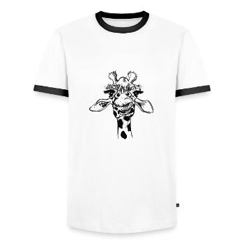 Giraffe - Men's Ringer Shirt - white/black - Front - AI Model Female 172 light (172cm) & AI Model Male 178 dark (178cm)