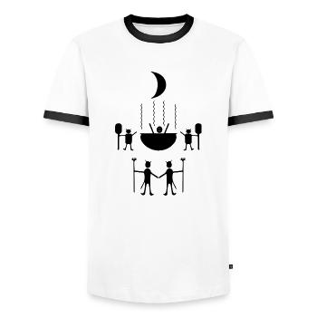 Hot night - Men's Ringer Shirt - white/black - Front - AI Model Female 172 light (172cm) & AI Model Male 178 dark (178cm)