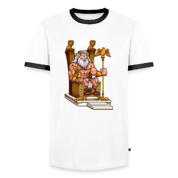Zeus sur le trône - T-shirt contrasté Homme - blanc/noir - Devant - AI Model Female 172 light (172cm) & AI Model Male 178 dark (178cm)