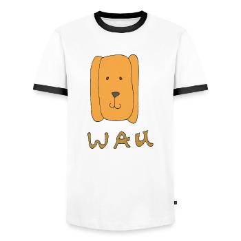 hund wau - Männer Kontrast-T-Shirt - Weiß/Schwarz - Vorne - AI Model Female 172 light (172cm) & AI Model Male 178 dark (178cm)