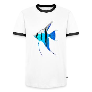 scalare fish, Skalar fisch süßwasser aquarium - Men's Ringer Shirt - white/black - Front - AI Model Female 172 light (172cm) & AI Model Male 178 dark (178cm)