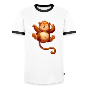 Jungle d’animaux mignons - T-shirt contrasté Homme - blanc/noir - Devant - AI Model Female 172 light (172cm) & AI Model Male 178 dark (178cm)