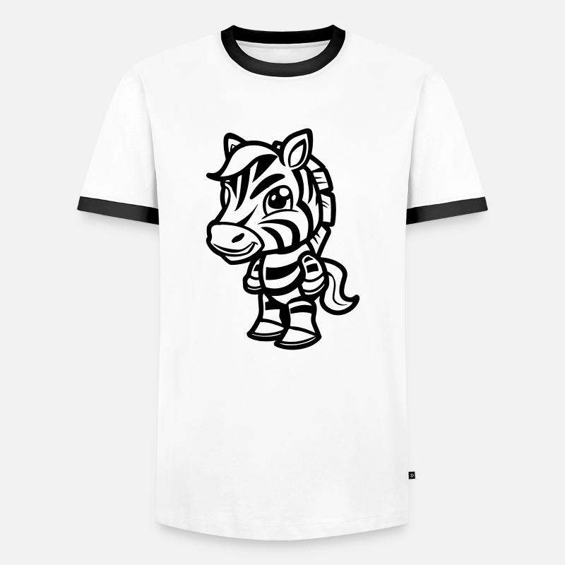 zebra comic - Männer Kontrast-T-Shirt - Weiß/Schwarz
