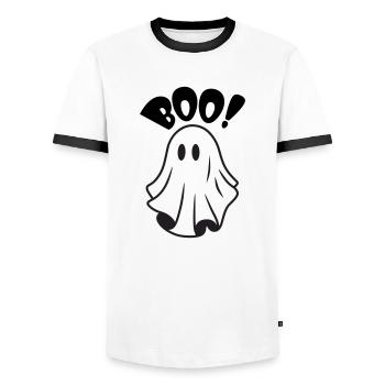 Adorable Ghost Halloween | BOO for Horror Night - Men's Ringer Shirt - white/black - Front - AI Model Female 172 light (172cm) & AI Model Male 178 dark (178cm)