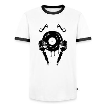 Mic Music Symbol - Men's Ringer Shirt - white/black - Front - AI Model Female 172 light (172cm) & AI Model Male 178 dark (178cm)