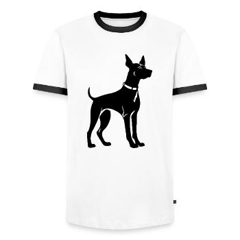 Doberman Dog - Men's Ringer Shirt - white/black - Front - AI Model Female 172 light (172cm) & AI Model Male 178 dark (178cm)