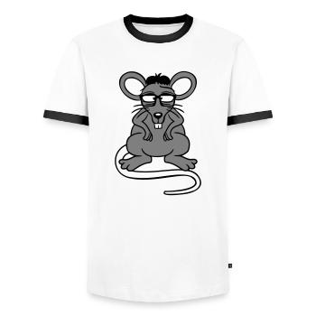 Maus Nerd Geek Hornbrille Schlau Intelligent Freak - Männer Kontrast-T-Shirt - Weiß/Schwarz - Vorne - AI Model Female 172 light (172cm) & AI Model Male 178 dark (178cm)