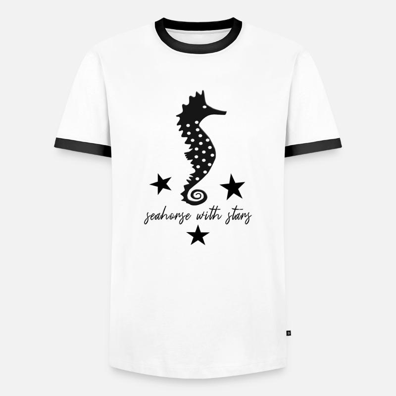 schwarzes Seepferd schwarzes Seepferdchen - Männer Kontrast-T-Shirt - Weiß/Schwarz
