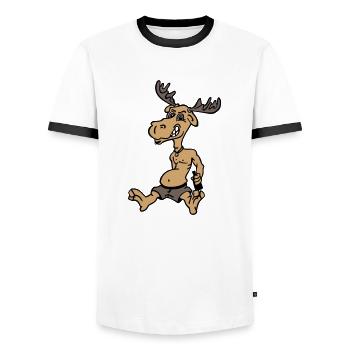 Elch - Männer Kontrast-T-Shirt - Weiß/Schwarz - Vorne - AI Model Female 172 light (172cm) & AI Model Male 178 dark (178cm)