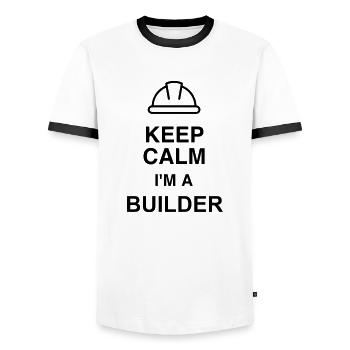 manoeuvre / chantier / bâtiment / ouvrier - T-shirt contrasté Homme - blanc/noir - Devant - AI Model Female 172 light (172cm) & AI Model Male 178 dark (178cm)