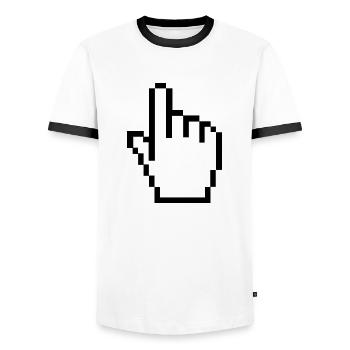 Pixel hand - Men's Ringer Shirt - white/black - Front - AI Model Female 172 light (172cm) & AI Model Male 178 dark (178cm)
