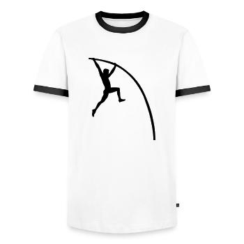 Stabhochsprung - Männer Kontrast-T-Shirt - Weiß/Schwarz - Vorne - AI Model Female 172 light (172cm) & AI Model Male 178 dark (178cm)