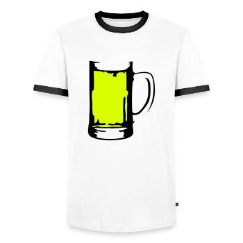 Beer - Men's Ringer Shirt - white/black - Front - AI Model Female 172 light (172cm) & AI Model Male 178 dark (178cm)