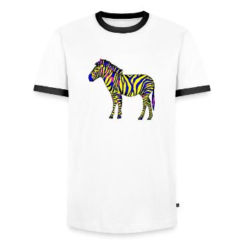 Zebra - Männer Kontrast-T-Shirt - Weiß/Schwarz - Vorne - AI Model Female 172 light (172cm) & AI Model Male 178 dark (178cm)