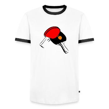 table tennis ping pong tischtennis bat8 - Männer Kontrast-T-Shirt - Weiß/Schwarz - Vorne - AI Model Female 172 light (172cm) & AI Model Male 178 dark (178cm)