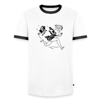 neanderthal cave man caveman steinzeit6 - Men's Ringer Shirt - white/black - Front - AI Model Female 172 light (172cm) & AI Model Male 178 dark (178cm)