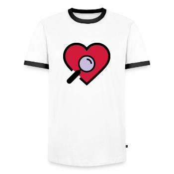Loupe d'examen cardiaque - T-shirt contrasté Homme - blanc/noir - Devant - AI Model Female 172 light (172cm) & AI Model Male 178 dark (178cm)
