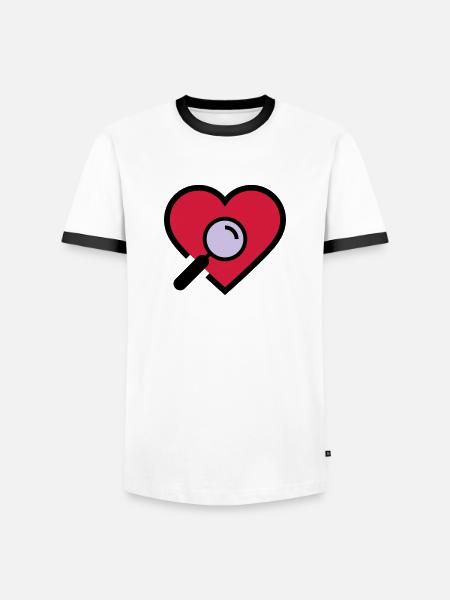 Herzuntersuchung Lupe - Männer Kontrast-T-Shirt - Weiß/Schwarz