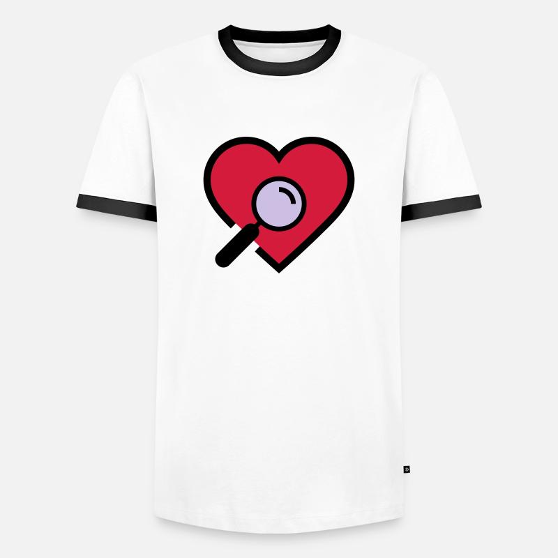 Herzuntersuchung Lupe - Männer Kontrast-T-Shirt - Weiß/Schwarz