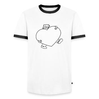 love heart in love gift big huge carry s - Men's Ringer Shirt - white/black - Front - AI Model Female 172 light (172cm) & AI Model Male 178 dark (178cm)