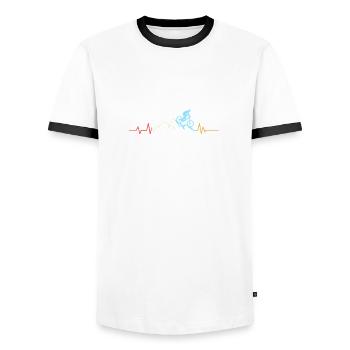 Vintage Heartbeat Biker MTB Mountain Bike Gift - Men's Ringer Shirt - white/black - Front - AI Model Female 172 light (172cm) & AI Model Male 178 dark (178cm)