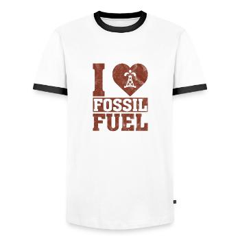 Énonciation drôle brûlée voitures réchauffement climatique - T-shirt contrasté Homme - blanc/noir - Devant - AI Model Female 172 light (172cm) & AI Model Male 178 dark (178cm)