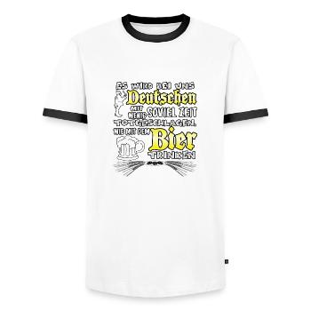 Mehr Zeit für Bier trinken - Männer Kontrast-T-Shirt - Weiß/Schwarz - Vorne - AI Model Female 172 light (172cm) & AI Model Male 178 dark (178cm)
