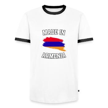 Made in Armenia - Männer Kontrast-T-Shirt - Weiß/Schwarz - Vorne - AI Model Female 172 light (172cm) & AI Model Male 178 dark (178cm)