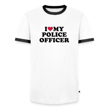 Police officer - Men's Ringer Shirt - white/black - Front - AI Model Female 172 light (172cm) & AI Model Male 178 dark (178cm)