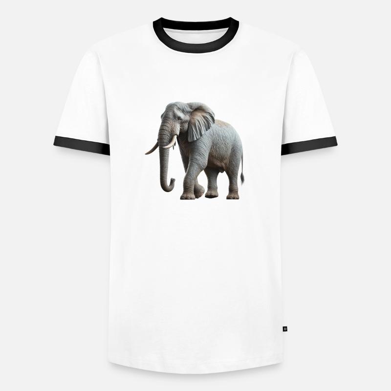 Elefant - Männer Kontrast-T-Shirt - Weiß/Schwarz