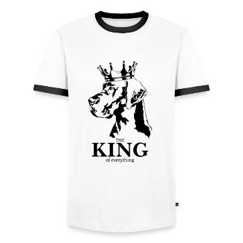 Grand Danois Roi de tout Dog Wilsigns - T-shirt contrasté Homme - blanc/noir - Devant - AI Model Female 172 light (172cm) & AI Model Male 178 dark (178cm)