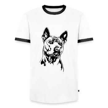 Thai Ridgeback Portrait Chien Chiens Wilsigns - T-shirt contrasté Homme - blanc/noir - Devant - AI Model Female 172 light (172cm) & AI Model Male 178 dark (178cm)