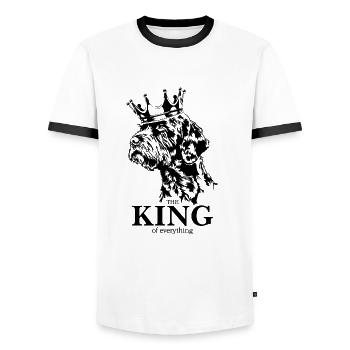 Cesky Fousek King of everything Dogs Wilsigns - Men's Ringer Shirt - white/black - Front - AI Model Female 172 light (172cm) & AI Model Male 178 dark (178cm)