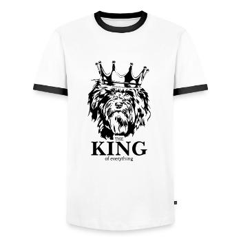 Bichon Havanais Roi de tout Chiens Wilsigns - T-shirt contrasté Homme - blanc/noir - Devant - AI Model Female 172 light (172cm) & AI Model Male 178 dark (178cm)