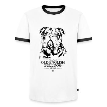 Old English Bulldog Mom Hunde Hund OEB Wilsigns - Männer Kontrast-T-Shirt - Weiß/Schwarz - Vorne - AI Model Female 172 light (172cm) & AI Model Male 178 dark (178cm)