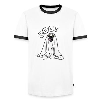 Halloween Hunde Geist - Männer Kontrast-T-Shirt - Weiß/Schwarz - Vorne - AI Model Female 172 light (172cm) & AI Model Male 178 dark (178cm)