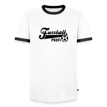 Fussball PROFI - Männer Kontrast-T-Shirt - Weiß/Schwarz - Vorne - AI Model Female 172 light (172cm) & AI Model Male 178 dark (178cm)