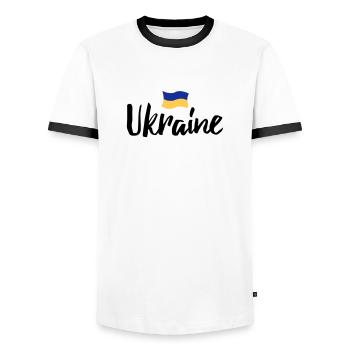 ukraine - Männer Kontrast-T-Shirt - Weiß/Schwarz - Vorne - AI Model Female 172 light (172cm) & AI Model Male 178 dark (178cm)