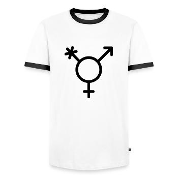 Transgender - symbol for transsexuals - Men's Ringer Shirt - white/black - Front - AI Model Female 172 light (172cm) & AI Model Male 178 dark (178cm)