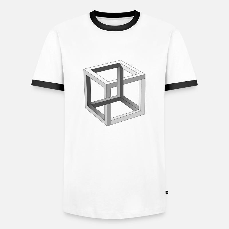 Cube optical illusion - Men's Ringer Shirt - white/black