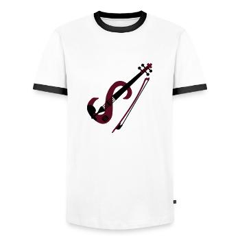 electric violin_v1 - Men's Ringer Shirt - white/black - Front - AI Model Female 172 light (172cm) & AI Model Male 178 dark (178cm)