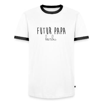 FUTUR PAPA BARBU - T-shirt contrasté Homme - blanc/noir - Devant - AI Model Female 172 light (172cm) & AI Model Male 178 dark (178cm)