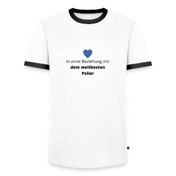 In Beziehung mit dem weltbesten Polier - Männer Kontrast-T-Shirt - Weiß/Schwarz - Vorne - AI Model Female 172 light (172cm) & AI Model Male 178 dark (178cm)