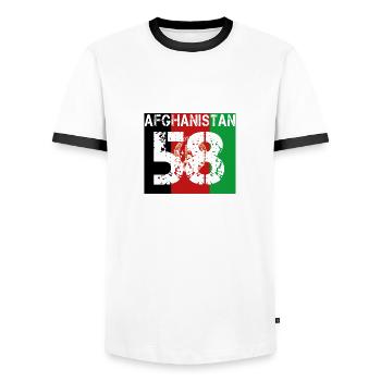 AFGHANISTAN Fussball verein team party em wm 58 - Männer Kontrast-T-Shirt - Weiß/Schwarz - Vorne - AI Model Female 172 light (172cm) & AI Model Male 178 dark (178cm)
