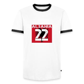 Albanien Fussball verein team party em wm 22 - Männer Kontrast-T-Shirt - Weiß/Schwarz - Vorne - AI Model Female 172 light (172cm) & AI Model Male 178 dark (178cm)